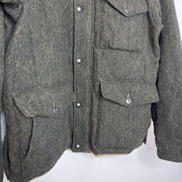 Grayers Mens Wool Green Quilted Equestrian Utility Snap Zip Sport Coat Jacket XL - Picture 2 of 16